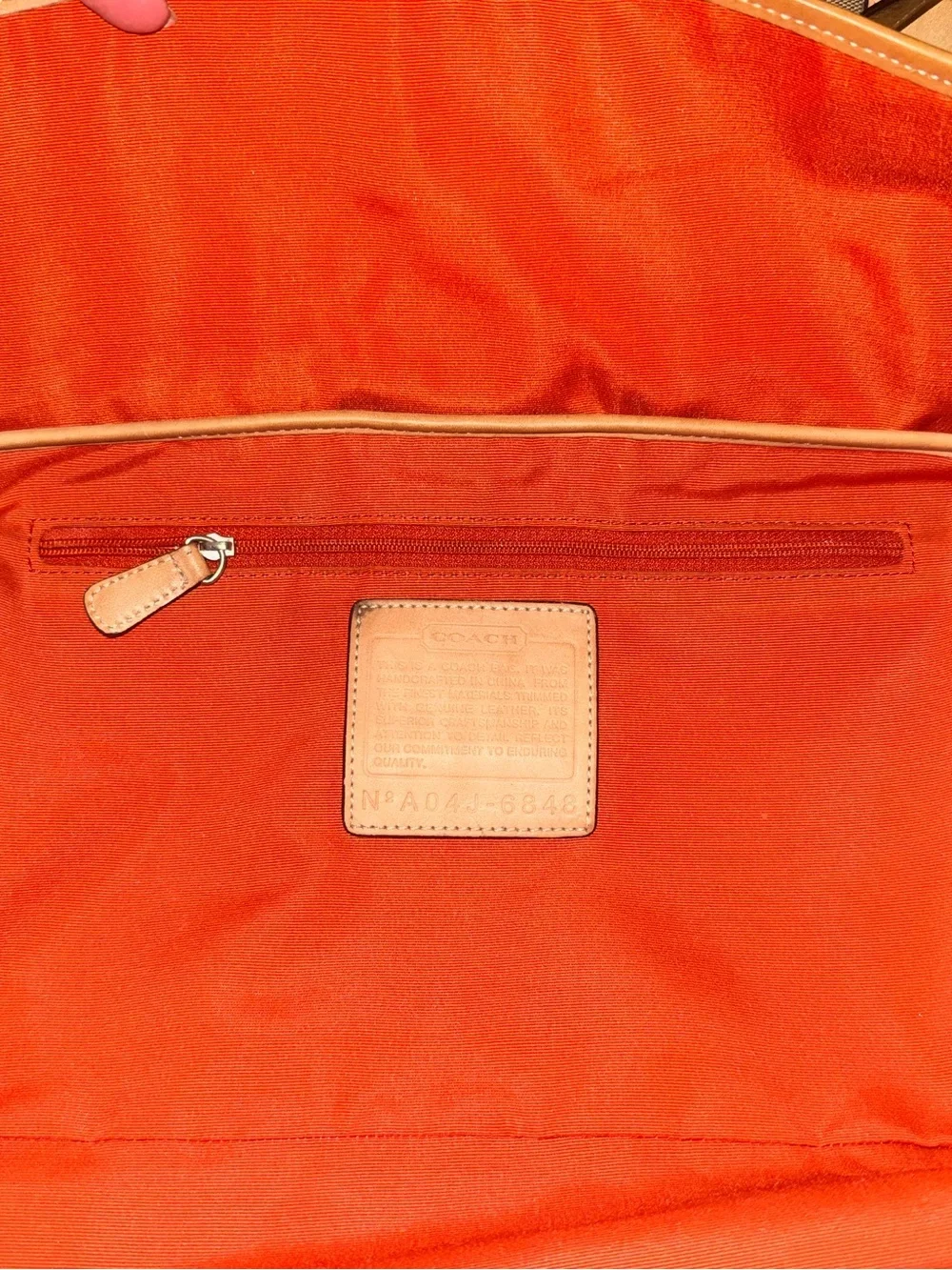 Coach Brown Signature Canvas Shoulder Bag with Tan Leather Trim